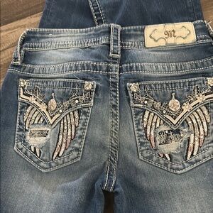 Women's Blue Embellished Jeans 25 with 34 inseam